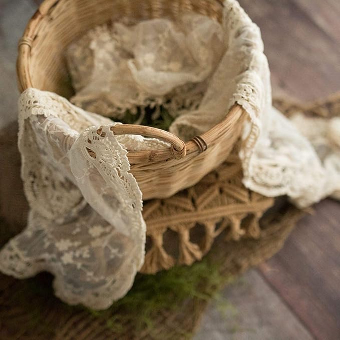 Newborn Photography Wraps Baby Photoshoot Lace Props Girls Posing Layers (Beige A)