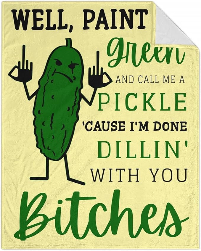 Pickle Throw Blanket for Kids - 40x50 Inches Crib Size - Soft Fluffy Cozy Blankets Gift - Beige Novelty Blanket Throws for Travel, Office