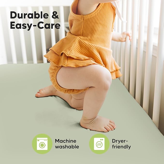 KeaBabies 2-Pack Baby Crib Sheets for Boys, Girls - 52x28 Viscose Derived from Bamboo Toddler Bed Sheets Neutral, Fitted Crib Mattress Cover for Standard Baby Bedding, Soft & Cozy (Foxtrot)