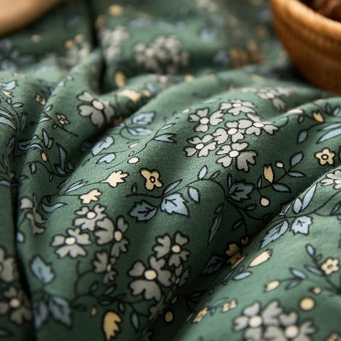 HighBuy Jersey Knit Cotton Duvet Cover Twin XL Green Floral Bedding Set 100% T-Shirt Comfy Bedding Sets Super Soft Garden Chic Knit Cotton Comforter Cover Twin XL Size