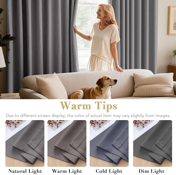 H.VERSAILTEX Solid Grey Color Thermal Insulated Blackout Curtains Metal Grommet Curtain Panels Room Darkening Window Drapes for Bedroom/Living Room 52 x 72 Inch Set of 2