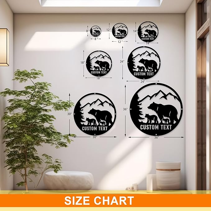 Custom Bear Metal Wall Sign, Personalized Bear Metal Wall Decor, Custom Name Signs, Personalized Cabin Sign, Bear Lover's Gifts