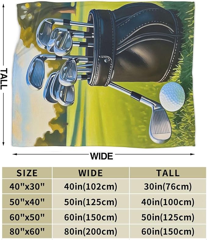 Golf Blanket for Boys Golfing Sport Throw Blanket Soft Cozy Fleece Fuzzy Stuffed Plush Flannel Gifts for Girls Women Kids Adults 60''x80''