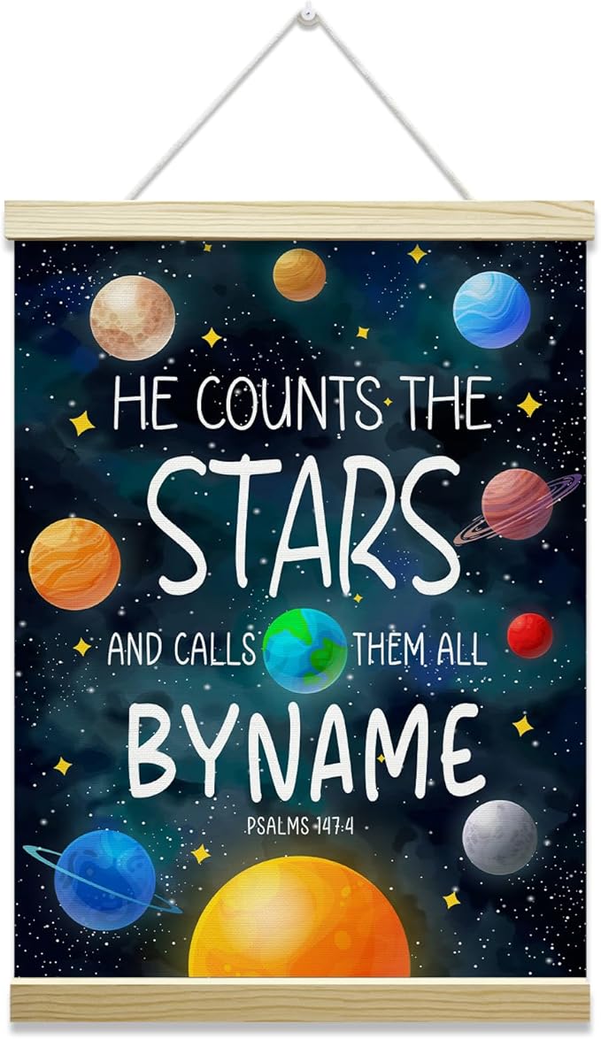 Nopoben Outer Space Poster Hanger Frame, Solar System Canvas Wall Art, Planets Wall Decoration for Kids, Nursery Classroom Kids Room Playroom Preschool Decor(12x16 Inches)-03
