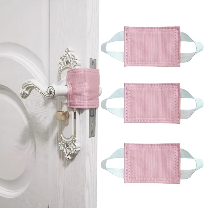 Door Silencer, Quiet Door Closer Cushion, Padded Door Latch Cover for Nursery, Baby, Light Sleepers Noise Reduced Prevent from Locking for Toddler Safety - 4.1 x 3.1 inch, Pink, Pack-3