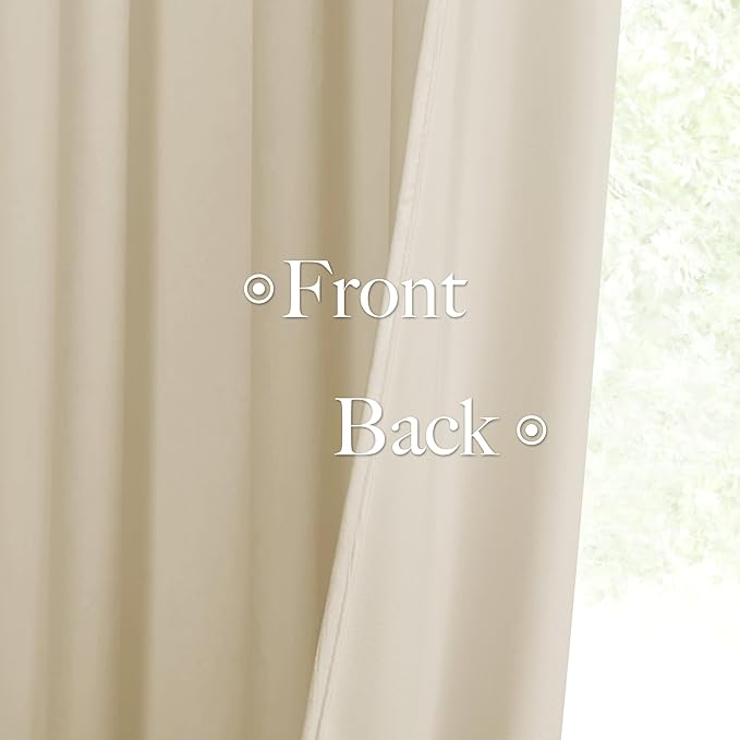 StangH Beige Pinch Pleated Velvet Curtains for Living Room, 96 inches Long Light Dimming Farmhouse Window Drapes Thermal Insulated Track System Panels for Nursery Dining Room, W38 x L96, 2 Panels