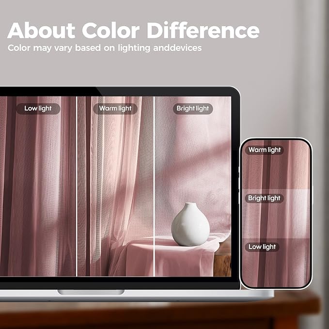 100% Blackout Curtains for Bedroom, Double Layer Pink Curtains, Black Out Curtain 84 inch Long with Sheer Overlay for Living Room, Room Darkening Window Drapes with Grommet, 52" W x 84" L