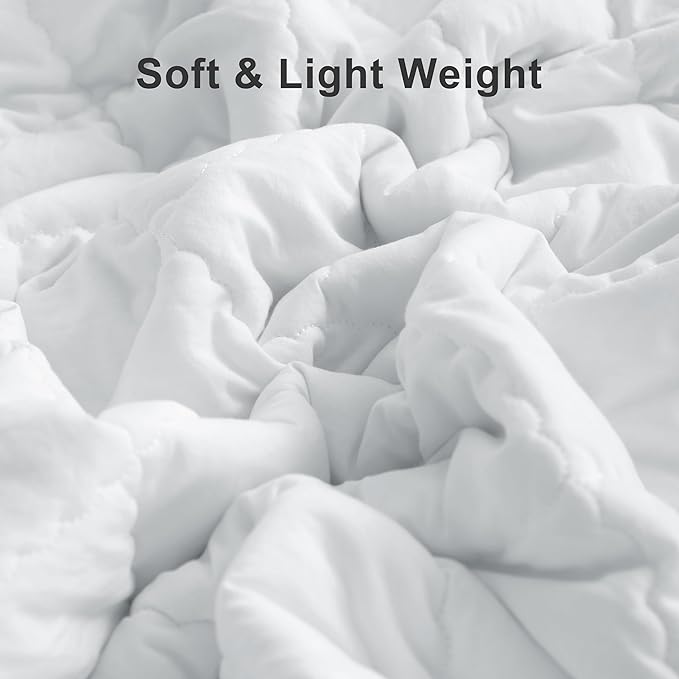 BEDSUM 100% Brushed Microfiber Down Alternative Toddler Comforter, Ultra Soft Lightweight and Warm Breathable Crib Quilted Blanket for Nursery Stroller Bed, 43x60 Inches, White