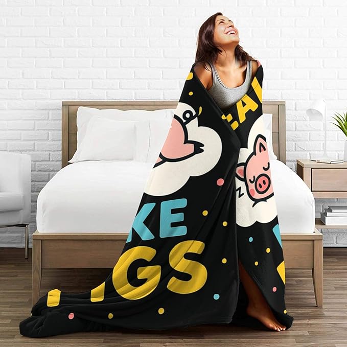 Pig Blanket Cute Pig Throw Blanket I Just Really Like Pigs Soft Cozy Fleece Fuzzy Plush Warm Stuff Animal Bedding Nursery Blankets Gifts for Boys Girls Kids Adult Men Women 60"X80"