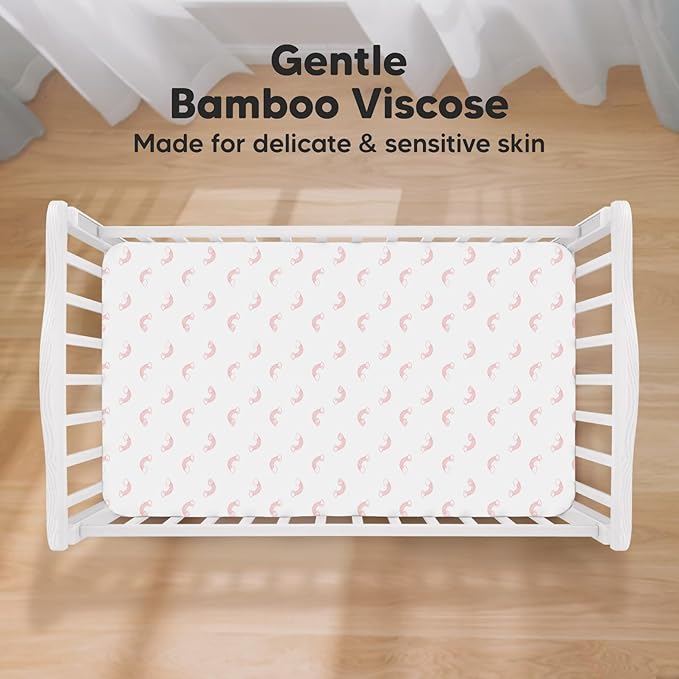 KeaBabies 2-Pack Baby Crib Sheets for Boys, Girls - 52x28 Viscose Derived from Bamboo Toddler Bed Sheets Neutral, Fitted Crib Mattress Cover for Standard Baby Bedding, Soft & Cozy (Dreamland)