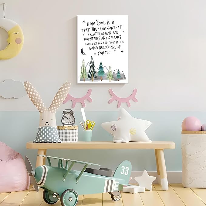 Dytila Christian Nursery Wall Art - Mountain Pictures Baby Boy Nursery Decor, Inspirational Religious Decor, Toddler Boy Room Decor, Faith Paintings, Christening Gifts for Boys 12x16 Inch