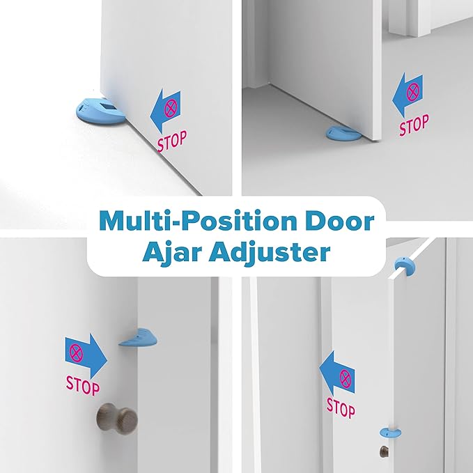 Upgraded Silicone Door Pinch Guard and Door Stoppers 2 Functions in 1 with 2 Free Hooks, Heavy Duty Finger Pinch Guard Prevents Finger Pinch Injuries, Slamming Doors. 2 Packs, Blue