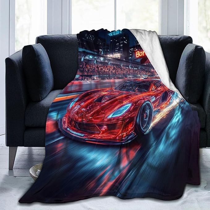 Car Blanket Cars Decor Throw Blanket Super Soft Flannel Lightweight Fluffy Plush Cozy Fuzzy Fleece Racing Lover Gifts Blanket for Kids Boys Adults Man for Bed Sofa 50"X60"