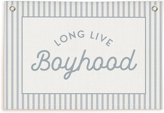 Lacama Long Live Boyhood Boys Room Decor, Boy Nursery Decor, Linen Banner Wall Hanging Canvas Banner Flag Decor for Toddler Boy Room Nursery 30x20 Inch