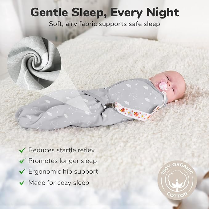 Mama Cheetah Baby Swaddle Sack 3-6 Month, Organic Cotton Swaddling Sleep Sack, Infant Swaddle Blanket, Large Swaddle Wrap, Easy Swaddles for Boy Girl, 3-Pack