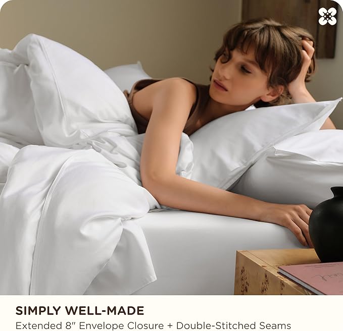 Bedsure Cotton Duvet Cover King Size, Cotton & Rayon Derived from Bamboo Blend Duvet Cover Set for Hot Sleepers, Ultra-Soft, Breathable & Lightweight Home Bedding for All Seasons (White,104"x90")