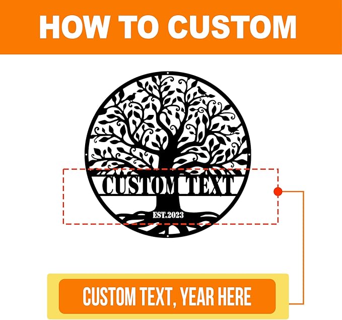 Metal Signs Customized, Tree of Life Last Name Signs Personalized, Family Name Sign, Custom Signs Outdoor Metal, Personalized Wedding/Anniversary/Housewarming Gift