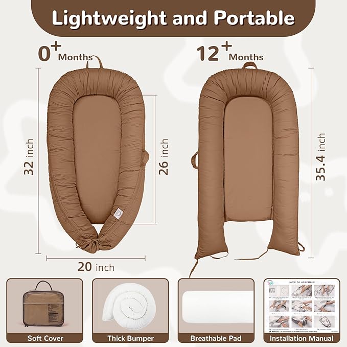 Baby Lounger, Infant Lounger for Newborn,Portable Baby Nest Cover Breathable & Soft, Newborn Essentials