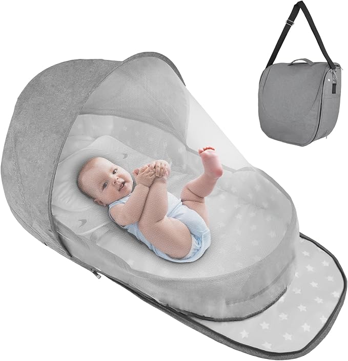 Portable Bassinet for Baby,Baby Bassinets Bedside Sleeper for Travel & Home,Foldable Bedside Crib with Breathable Mesh,Lightweight with Carry Bag & Storage Pocket,Safe Cosleeping Design for Infant