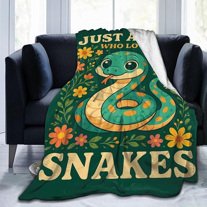 Snake Blanket I Just Really Like Snakes Throw Blanket Soft Cozy Fleece Fuzzy Plush Warm Stuff Bedding Floral Animal Blankets Gifts for Boys Girls Kids Adult Men Women 60"X80"