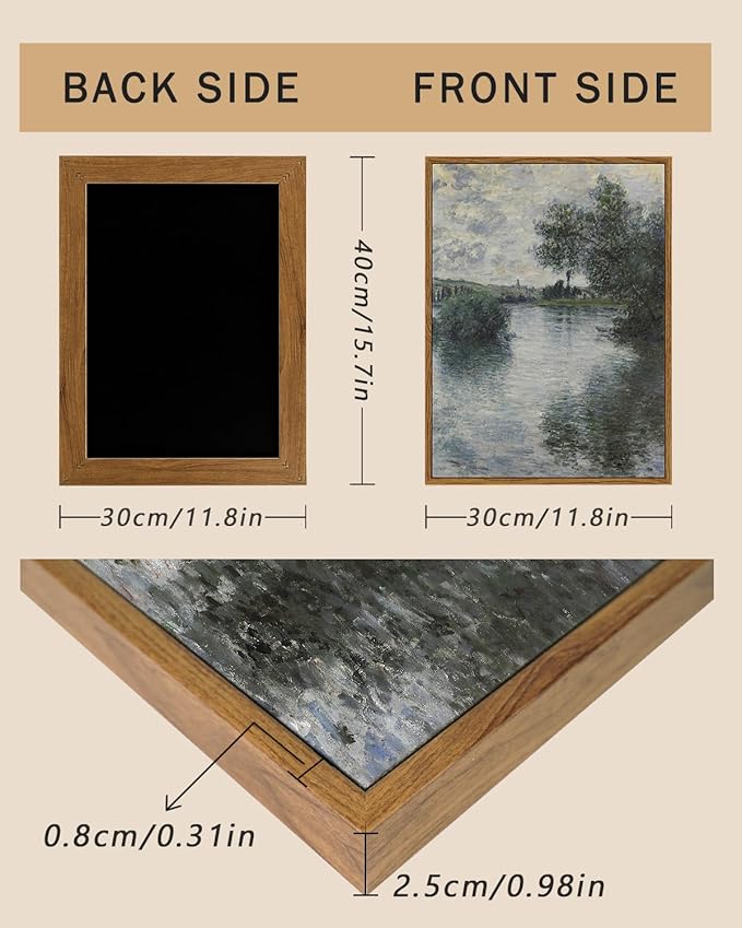 ARPEOTCY Vintage Framed Canvas Wall Decor, 12×16 Inch, Vintage Monet Landscape Art Prints for Decor, Hanging Wall Art for Bedroom, Living Room, Bathroom, Kithchen, Office