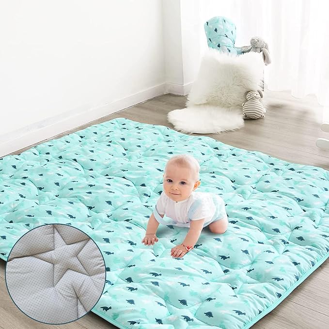 SPRINGSPIRIT Baby Play Mat for 71'' x 59'' Playpen, Large & Thick Baby Mat for Floor, Playmat for Babies and Toddlers, Non Slip Crawling Mat for Playpen, Easy Clean Foam Play Mat, Dinosaur