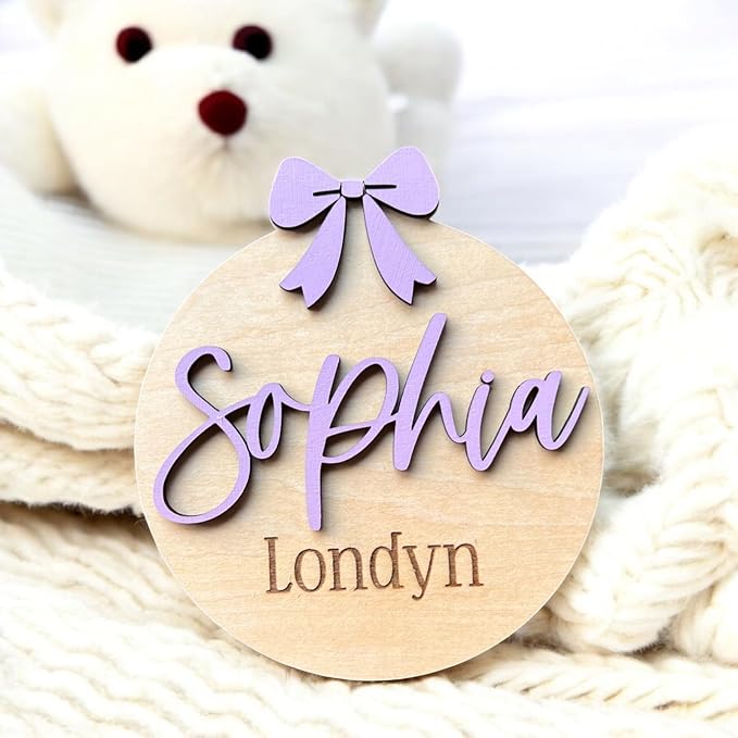 Generic Personalized 3D Baby Girl Name Announcement Sign - Custom Newborn Birth Stats - Hospital Photo Prop - Multiple Sizes & Fonts - 30 Color Options
