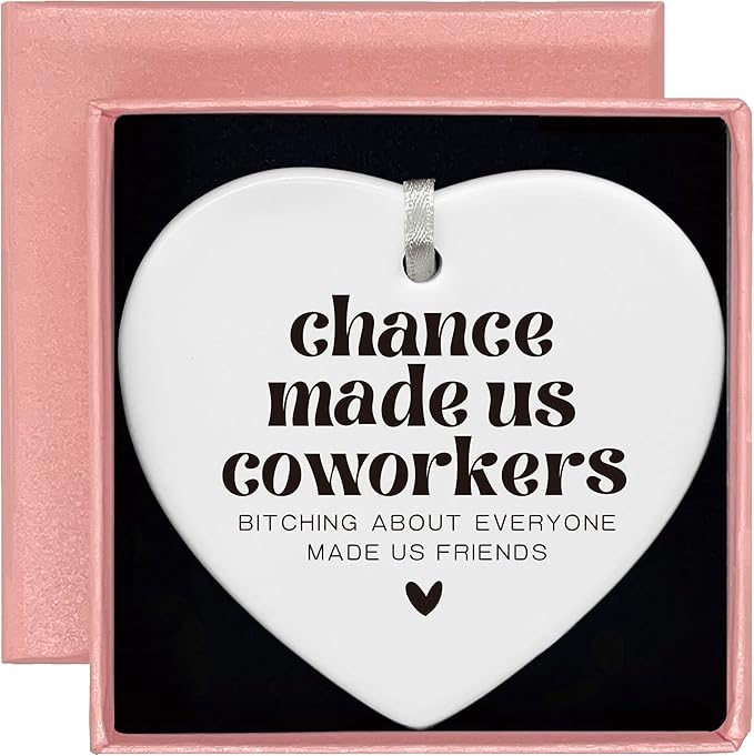 Heart Shaped Christmas Ornament-Chance Made Us Coworkers-Funny Promotion Retirement Farewell Leaving New Job Appreciation Gift for Boss Friend Coworker Keepsake with Gift Box