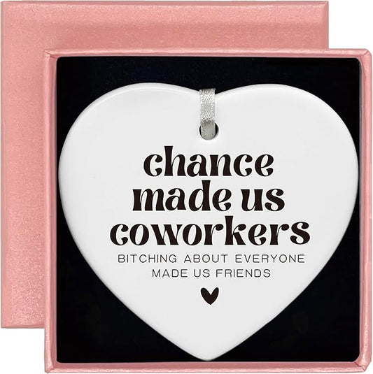 Heart Shaped Christmas Ornament-Chance Made Us Coworkers-Funny Promotion Retirement Farewell Leaving New Job Appreciation Gift for Boss Friend Coworker Keepsake with Gift Box
