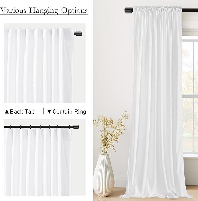 StangH Bleach White Curtains 90 inches Long, Super Soft Velvet Window Drapes for Living Room, Luxury Holiday Decor for Dining/Bedroom/Sliding Door, W52 x L90, 2 Panels