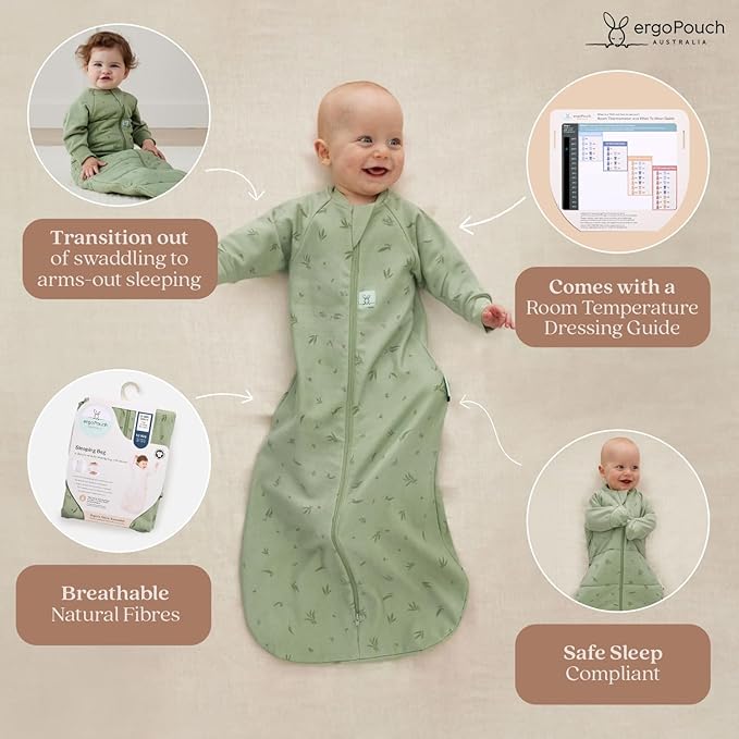 ergoPouch Jersey Sleeping Bag 1.0 TOG – Arms-Out Baby Sleep Sack, Ideal Transition from Swaddling, Slim Fit Keeps Baby Secure & Comfortable, Soft Breathable Fabric (8-24 Months, Oatmeal Marle)