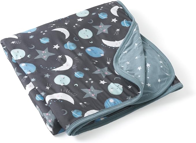 Little Sleepies Cloud Blanket, Soft Viscose from Bamboo Toddler & Baby Blanket for Boys & Girls, Lightweight, Perfect for Hot Sleepers, 50" x 50", Large (Blue to The Moon & Back)