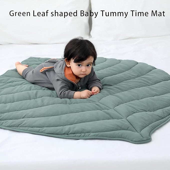 Cotton Leaf Nursery Rug, 56.3x42.1 inches, Machine Washable Play Mat for Baby, Crawling Mat for Tummy Time