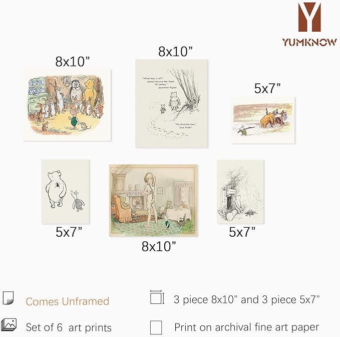Vintage Hundred Acre Wood Poster - You Are Braver Than You Think - Winnie The Pooh Nursery Wall Art - Toddler Room Decor - Gifts for Winnie Fans Lover - Motivational Quote for Kids Little Boys Bedroom