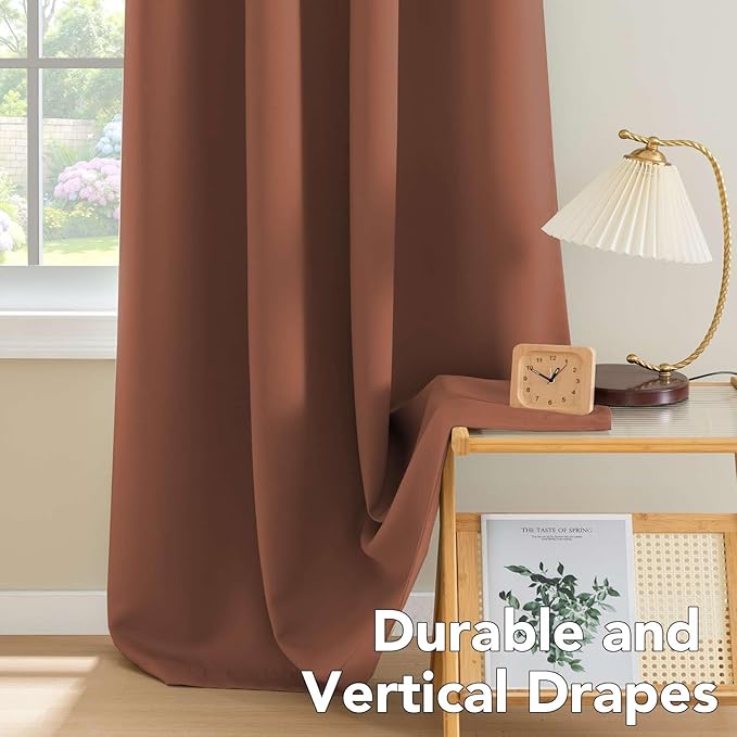 H.VERSAILTEX Room Darkening Curtains for Living Room Light Reducing Thermal Insulated Window Treatment Panels/Drapes Grommet Top 2 Panels (Washed Spice - 52 x 72 Inches)