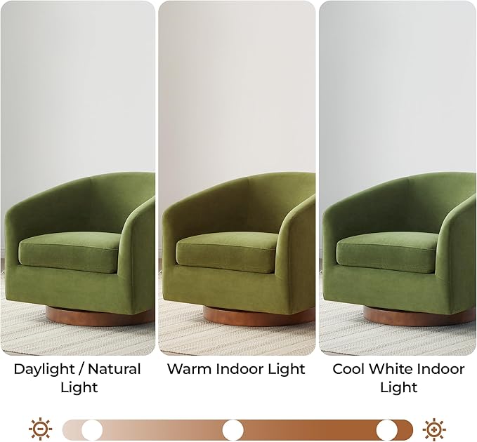 CHITA Swivel Accent Chair, FSC Certified Upholstered Velvet Barrel Chair for Living Room, Fully Assembled, Forest Green