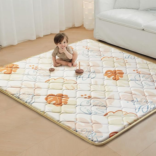 Baby Play Mats for Floor, Thicken 50x50 Playpen Mat, Cushioning Padding Foam Playmats for Baby, Non-Slip One-Piece Crawling Tummy Time Mat Washable Baby Playmate