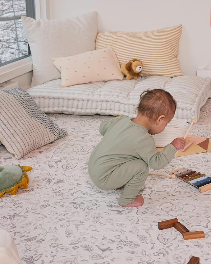 House of Noa Baby Play Mat – 4x6 Latte Emile – Set of 6 Tiles – Cushioned EVA Foam Play Mat for Floor, Soft Interlocking Baby Crawling Mats for Hard Floors