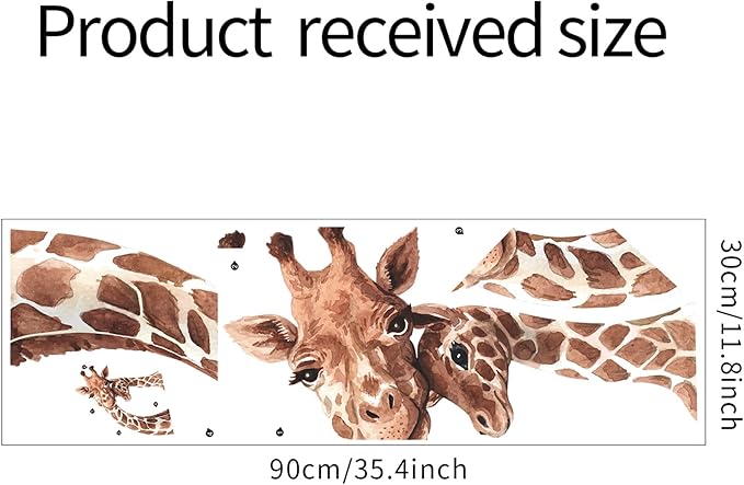 ROFARSO Lifelike Cute Lovely Mother and Little Giraffe Animal Wall Sticker Removable Wall Decal Peel and Stick Wall Art Decoration Home Decor for Nursery Kid Baby Bedroom Living Room Playing Room