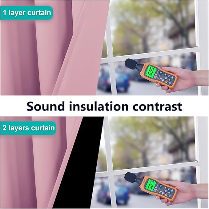 NICETOWN Crystal Pink Full Shade Curtain Panels, Pair of Energy Smart & Noise Blocking Out Blackout Drapes for Dining Room Window, Thermal Insulated Guest Room Lined Window Dressing(42 x 72 inch)