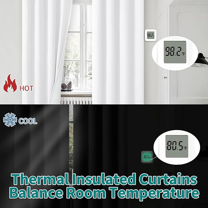 BGment White Blackout Curtains for Bedroom 84 Inch Long, Extra Wide Thermal Insulated Full Light Blocking Room Darkening Soundproof Privacy Grommet Window Curtains, 2 Panels, Each Panel 60 Inch Wide