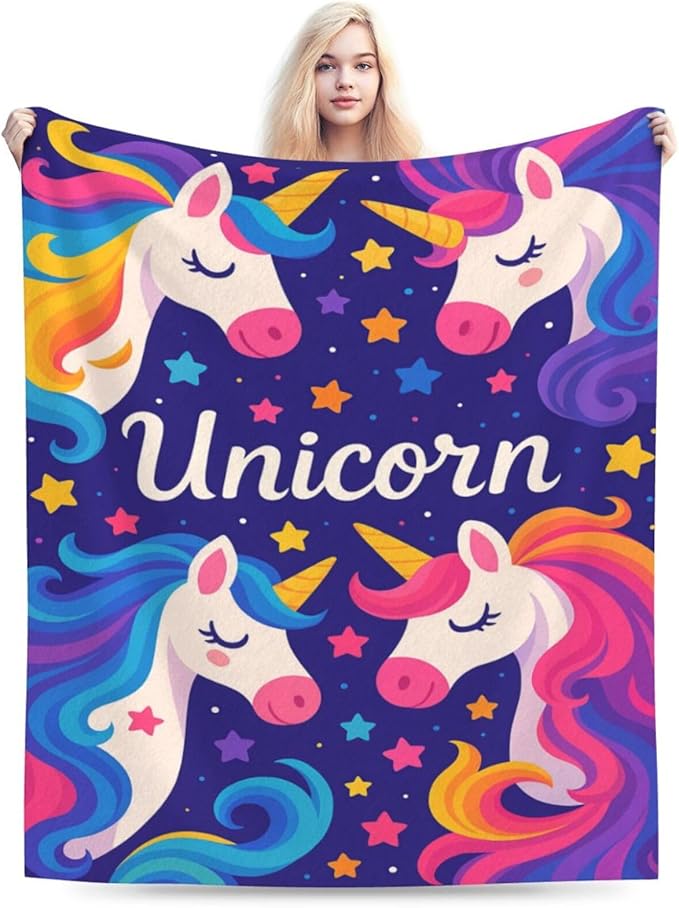 Unicorn Throw Blanket Unicorn Plush Fleece Toddler Blanket Super Soft Warm Cozy Fuzzy Stuff Bedding Baby Blankets for Girls Boys Kids Women Adult Men 60"X80"