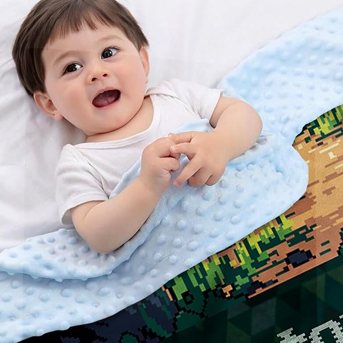 Personalized Baby Blanket with Name – Woodland Hound Theme Soft Receiving Blanket for Newborn Boys, Custom, Cozy Nursery Decor for Toddlers