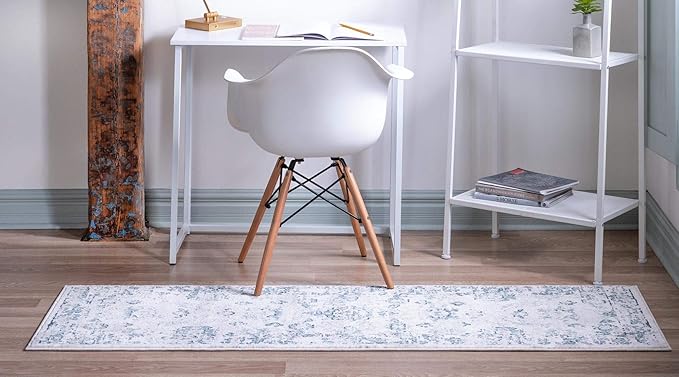 Rugs.com Charleston Collection Rug – 6 Ft Runner Ivory Low-Pile Rug Perfect for Hallways, Entryways