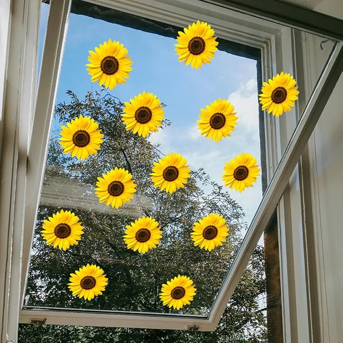 Floral Sunflower Wall Sticker Peel and Stick Flower Pattern Decal for Living Bedroom Nursery Easy to Apply and Remove Home Decoration Tear-Resistant Self-Adhesive Wallpaper