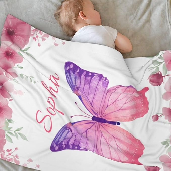 Personalized Baby Blanket- Custom Baby Blanket for Girls Soft Flanne Blankets in Easter Personalized Baby Gifts for Christmas Birthday Baby Shower Infant Newborn Shower (Red)
