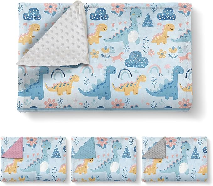 Personalized Baby Blankets for Boys Girls, Custom Baby Blanket with Name, Receiving Swaddle Blanket Suitable for Infants & Toddler, Nursery Newborn Baby Crib, Dino(30”x40)