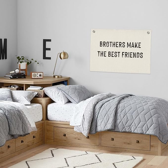 Boys Room Decor, Brothers Make The Best Friends, Canvas Banner Wall Hanging Flag Decor for Nursery Classroom Playroom Kids Room