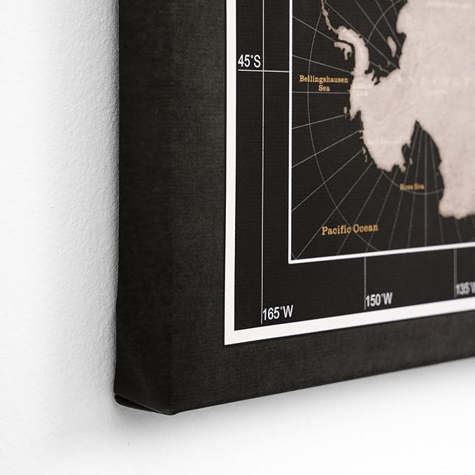 Canvas World Map with Cork Pin Board - English Lettering - Decorative Wall Decoration for All Rooms - Canvas Pictures with World Map Motif (120x80 cm, Pattern 6)