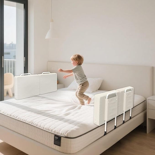 Bed Rail for Toddlers, Adjustable Baby Bed Rail Guard for Twin and Full Size Beds, Bed Safety Rails for Children with Non-Slip Base, Removable Washable Cover, Easy Installation (4 Pack)
